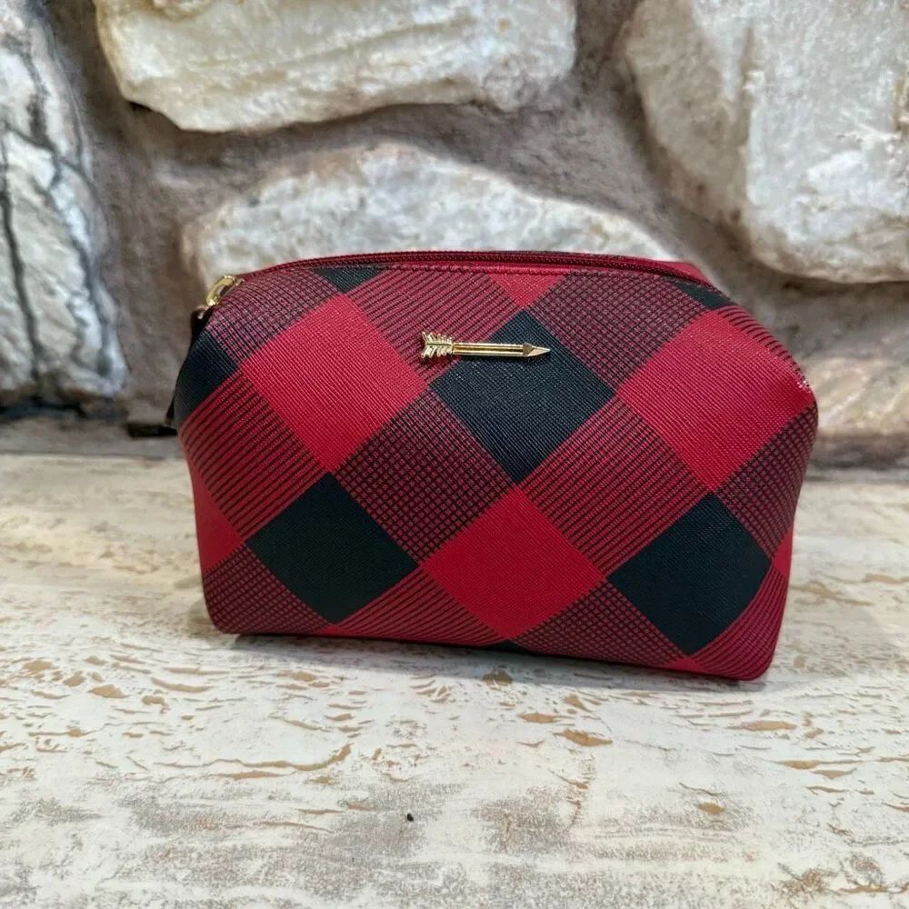Stella & Dot buffalo plaid pouf